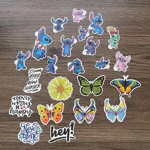 Colorful Cartoon and Motivational Sticker Set